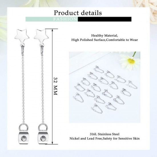 9 Pairs Chain Earrings Ear Cuffs Minimalist Bar Earrings With Chain Stainless Threader Stud Earrings For Women 9 Pairs Chain Earrings Ear Cuffs Minimalist Bar Earrings With Chain Stainless Threader Stud Earrings For Women